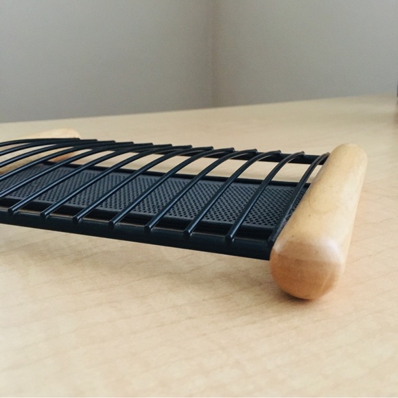 Vintage 90s Black Metal Solid Wood 12-CD Holder Flat Slot Slim Design Style - Picture 3 of 4